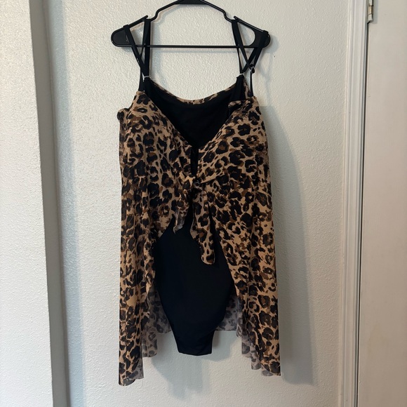 Swimsuits For All Other - Leopard Print Swimsuit with Cheetah cover up attached size: 34/5x